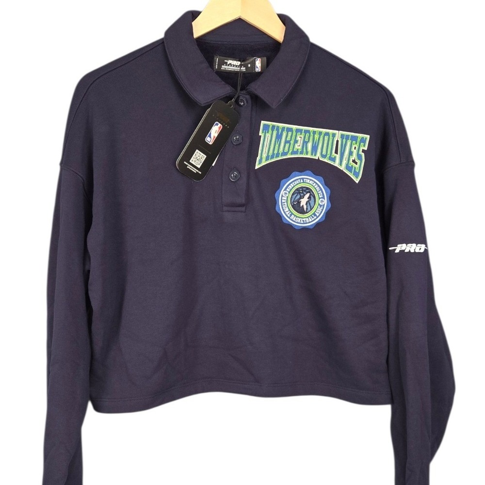 Pro Standard Minnesota Timberwolves Cropped Sweatshirt‎ Women Small Blue NBA NEW